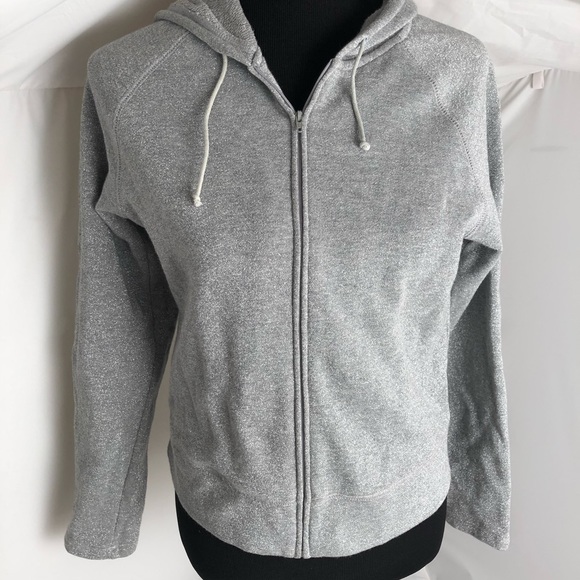 Express metallic silver zip up hoodie sweatshirt - Picture 1 of 7